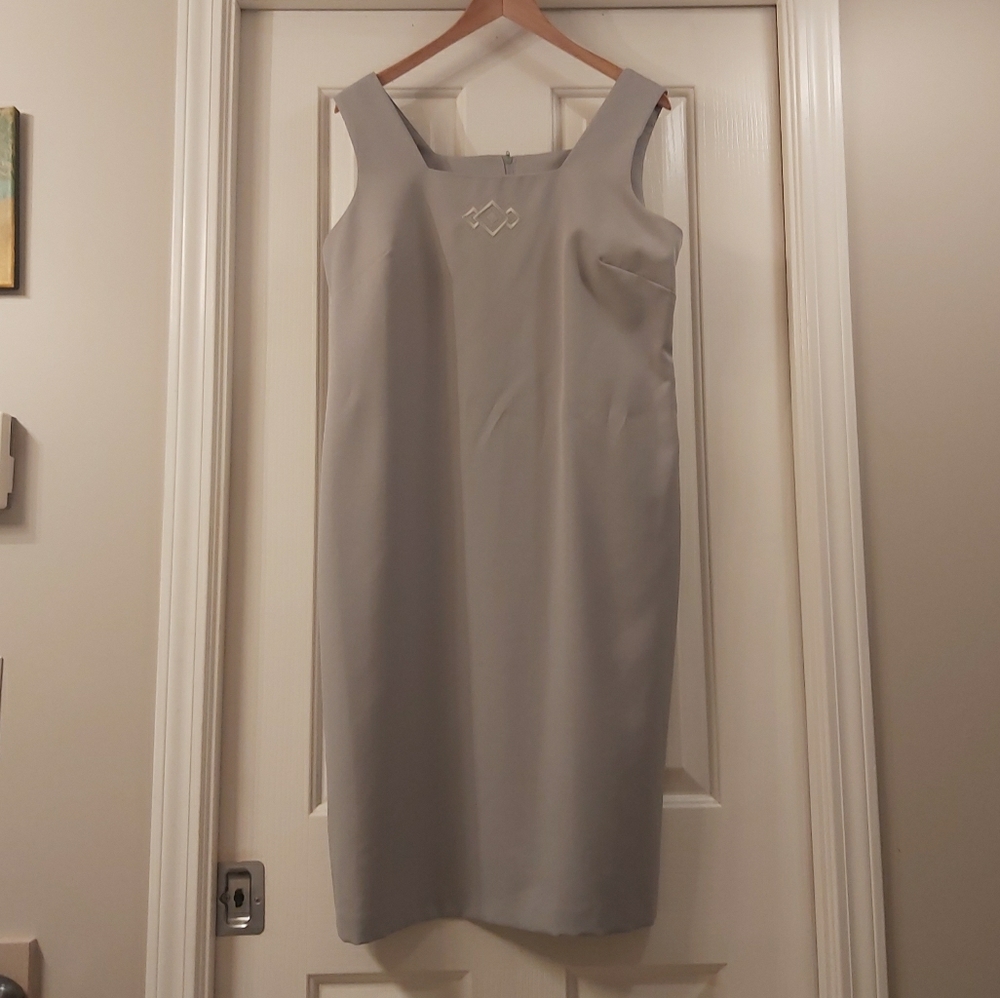 Trimmings Dark Mint Dress white embroidery detail
